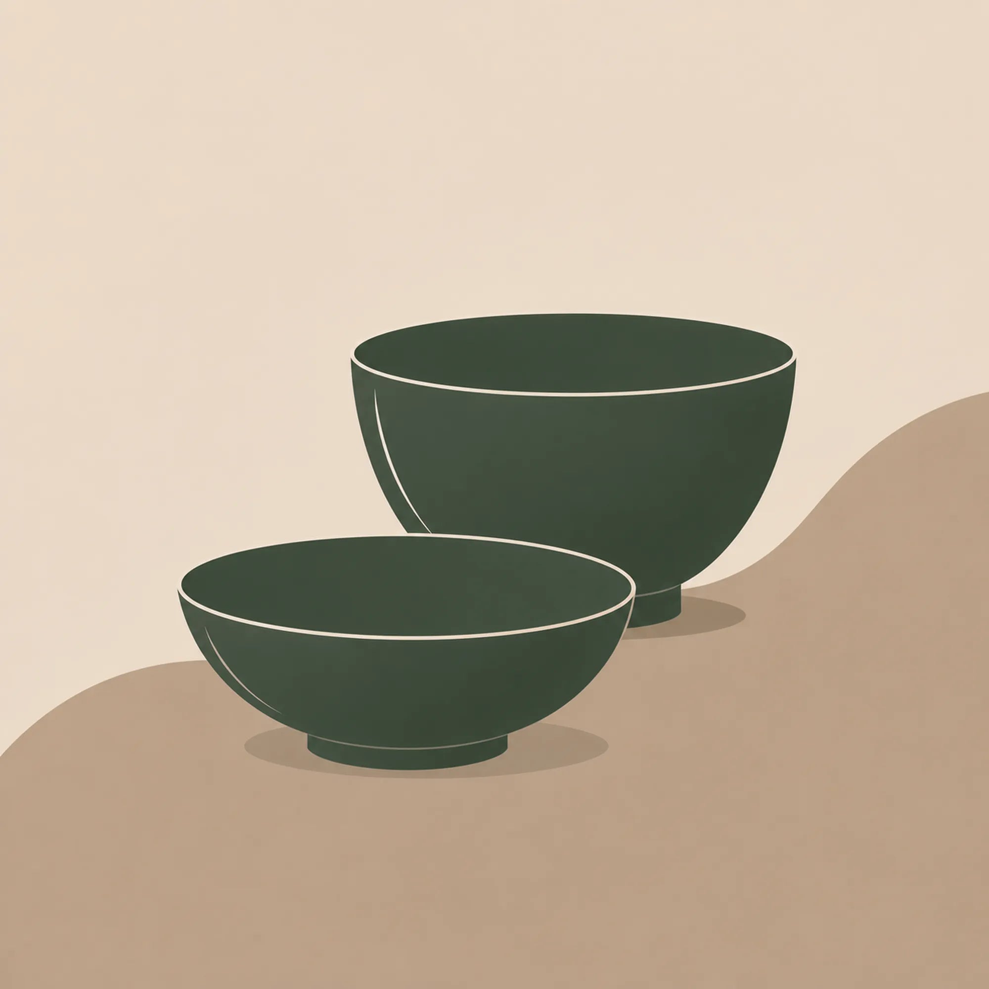 Modern ceramic bowls collection for rice, soup, salad and daily meals