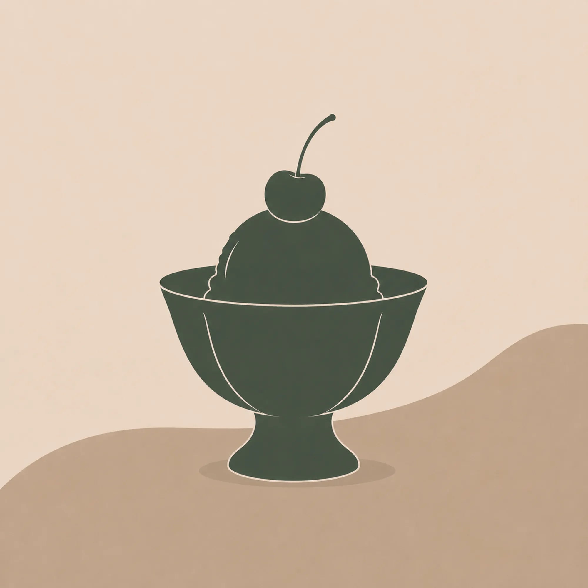 Ceramic dessert bowl with ice cream silhouette inspired by modern tableware