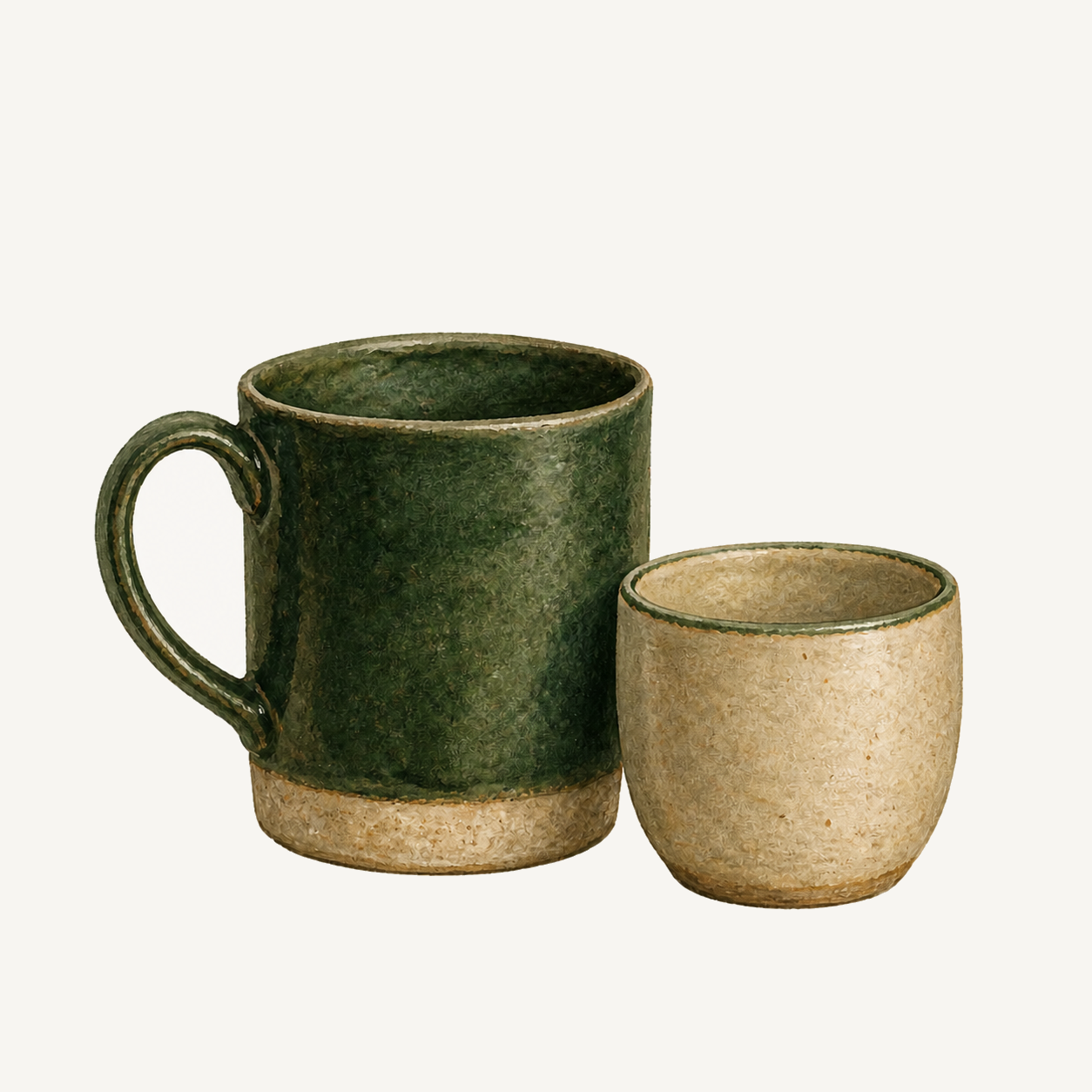 Minimalist ceramic cups and mugs for coffee, tea and everyday use