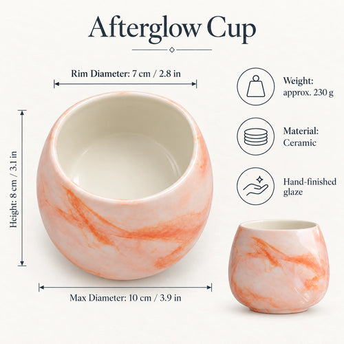 Dimensions of Afterglow ceramic coffee cup