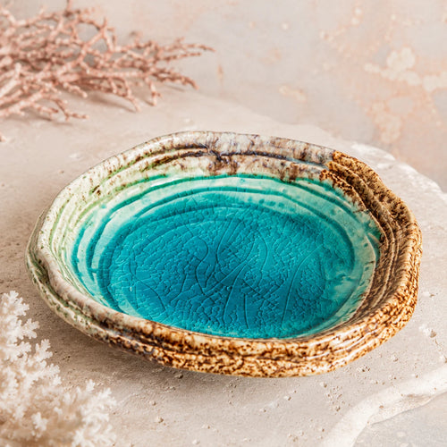 Azure Pool Crackle Ceramic Pasta Bowl by Ertha Home