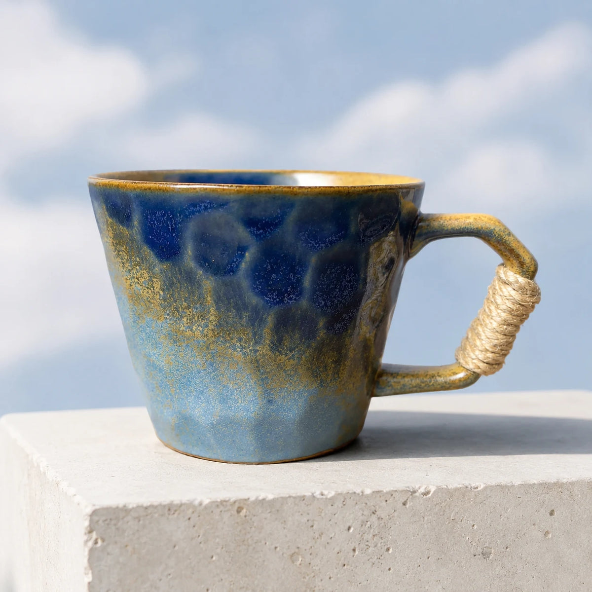 Azure Rope Ceramic Coffee Mug by Ertha Home
