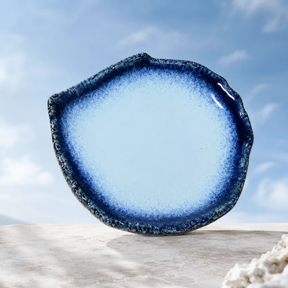 Celestial Blue Ceramic Serving Plate by Ertha Home