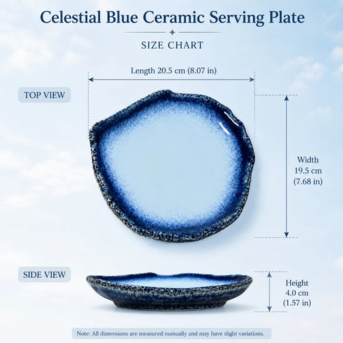 Celestial Blue Ceramic Serving Plate size and dimensions