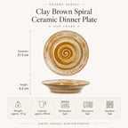 Dimensions of clay brown spiral ceramic dinner plate