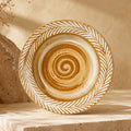 Clay brown spiral ceramic dinner plate with earthy ceramic texture