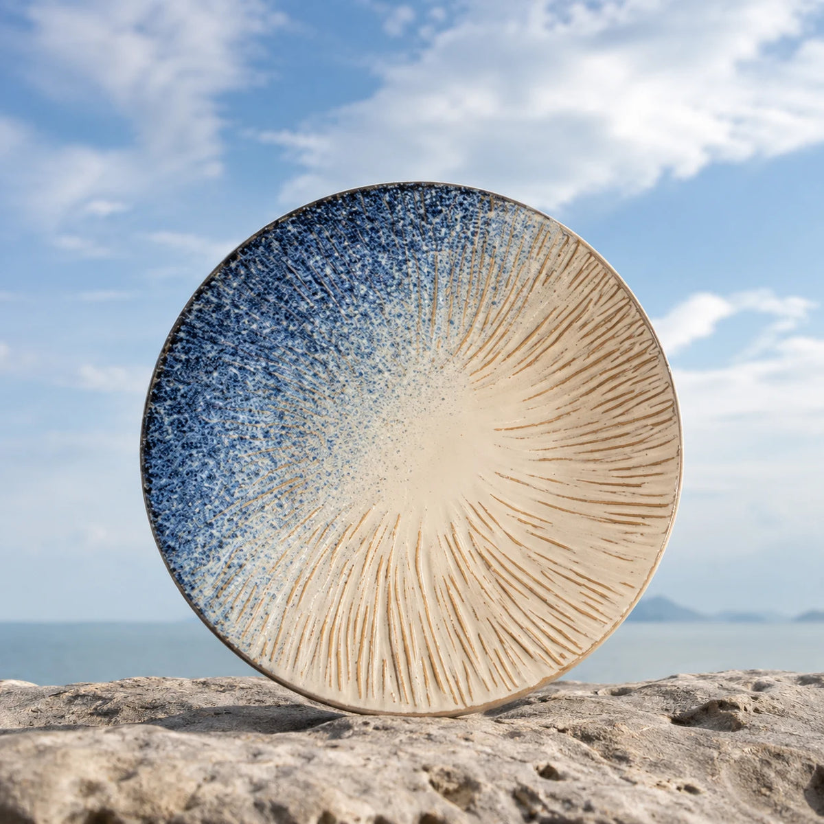 Cobalt Wind Ceramic Dinner Plate by Ertha Home
