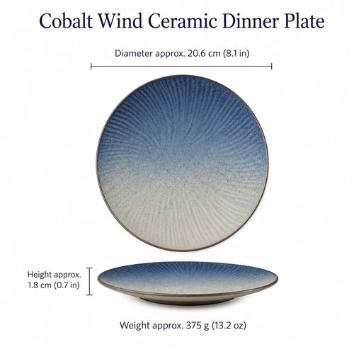 Cobalt Wind Ceramic Dinner Plate by Ertha Home