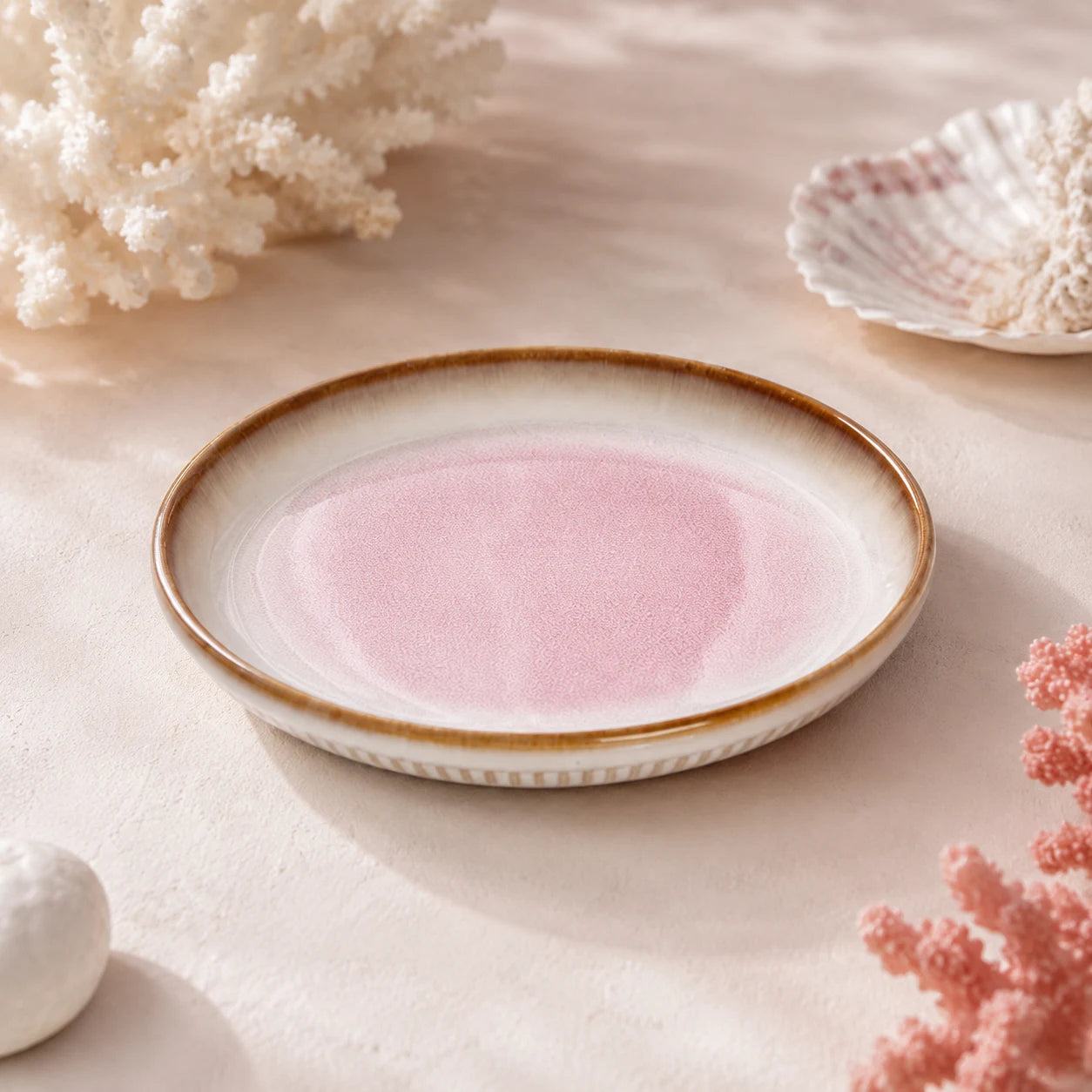 Coral Mist Ceramic Dinner Plate by Ertha Home