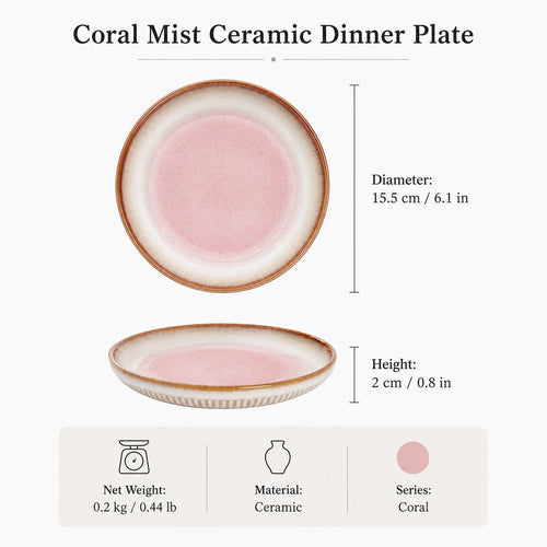 Coral Mist Ceramic Dinner Plate size and dimensions