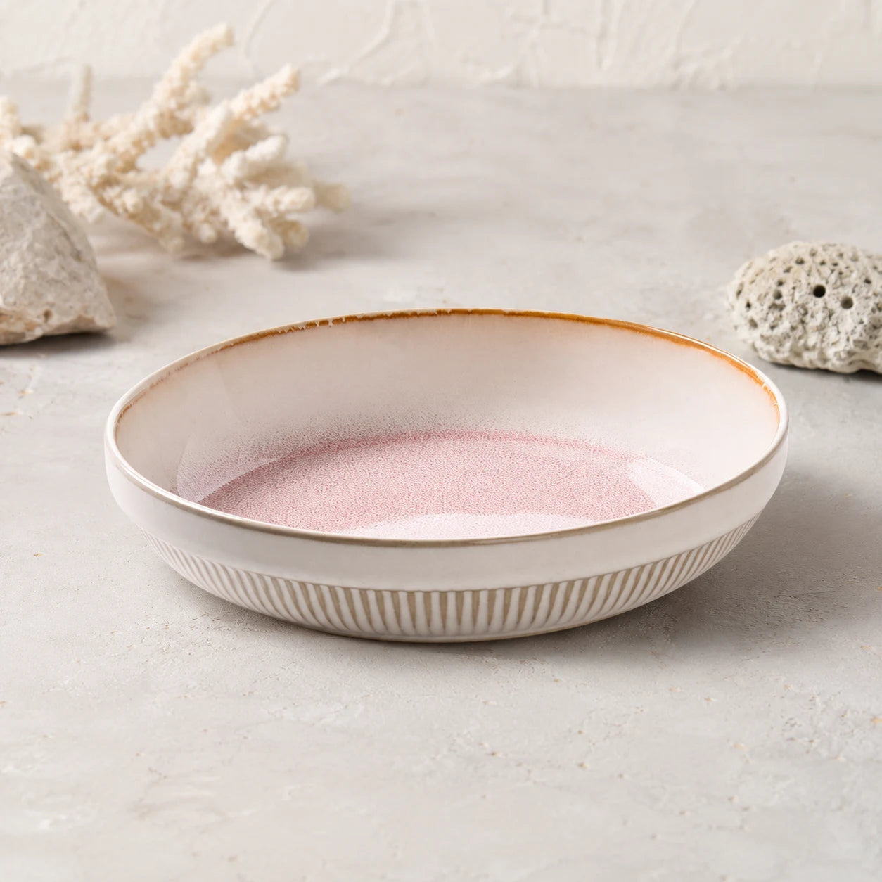 Coral Mist Ceramic Pasta Bowl by Ertha Home