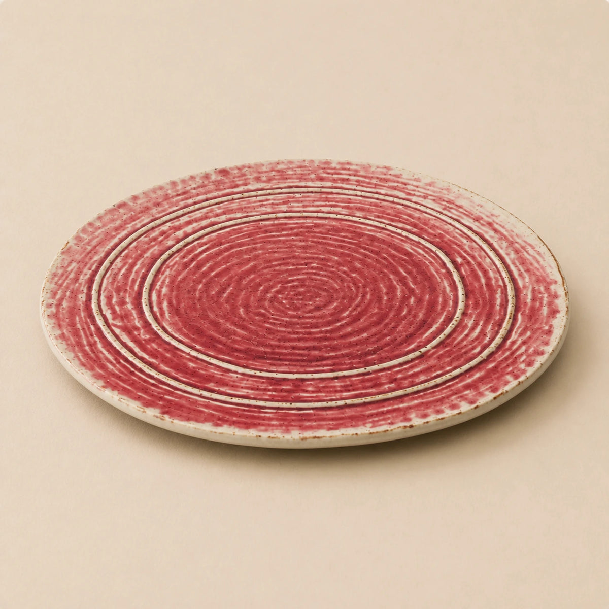 Vibrant Coral Pink Ceramic Dinner Plate | Reef by Ertha Home