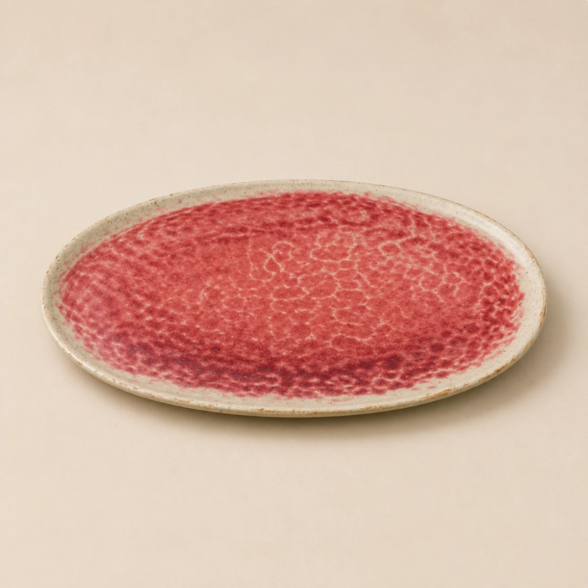 Vibrant Coral Pink Ceramic Oval Plate | Reef by Ertha Home