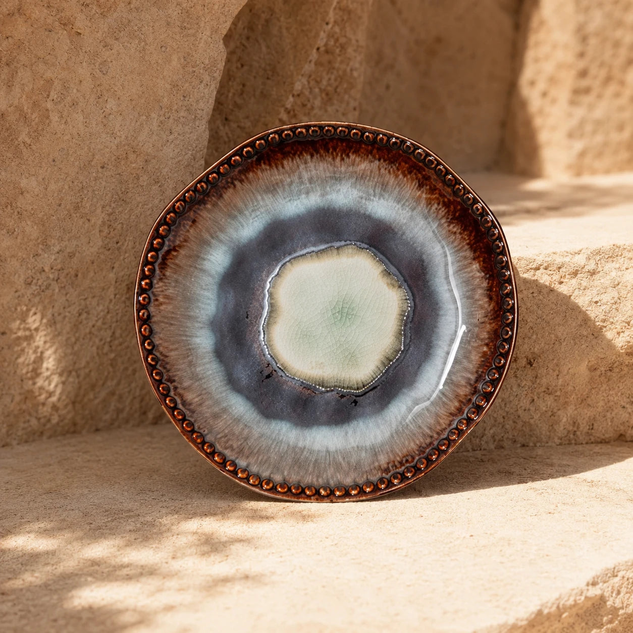 Desert Moss Crackle Ceramic Dinner Plate by Ertha Home
