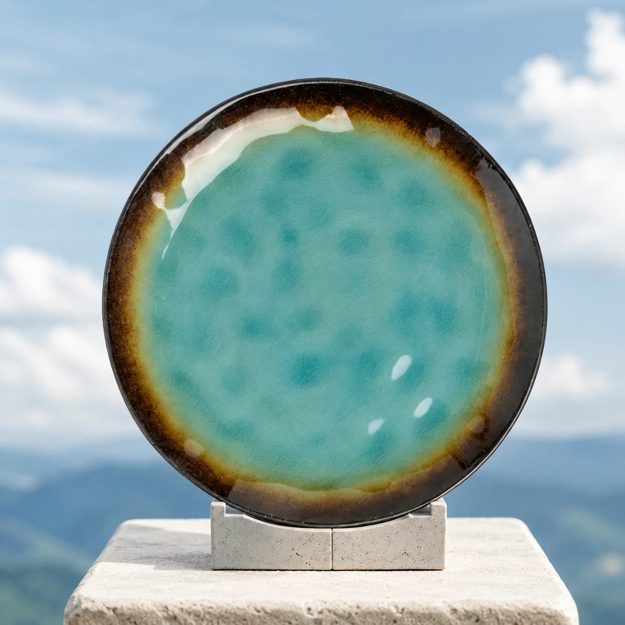 Emerald Crackle Ceramic Dinner Plate by Ertha Home