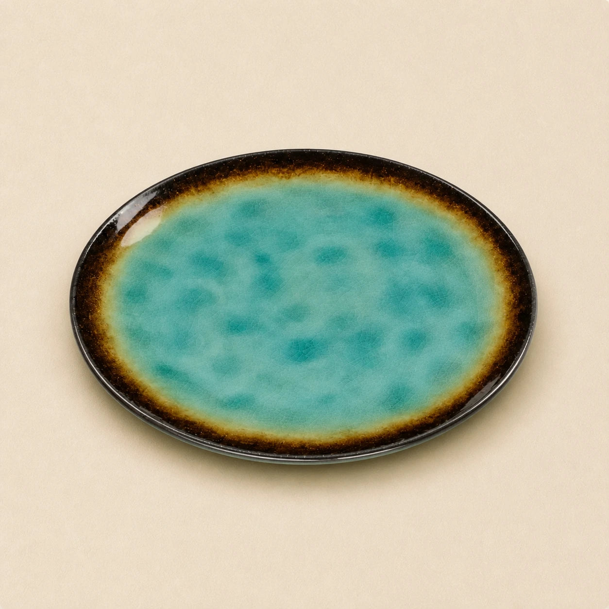 Emerald Crackle Ceramic Dinner Plate by Ertha Home
