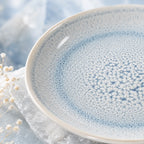 Close-up ceramic texture of frost blue dinner plate
