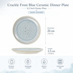 Dimensions of crackle frost blue ceramic dinner plate