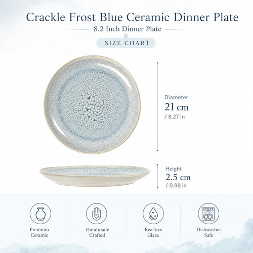 Dimensions of crackle frost blue ceramic dinner plate