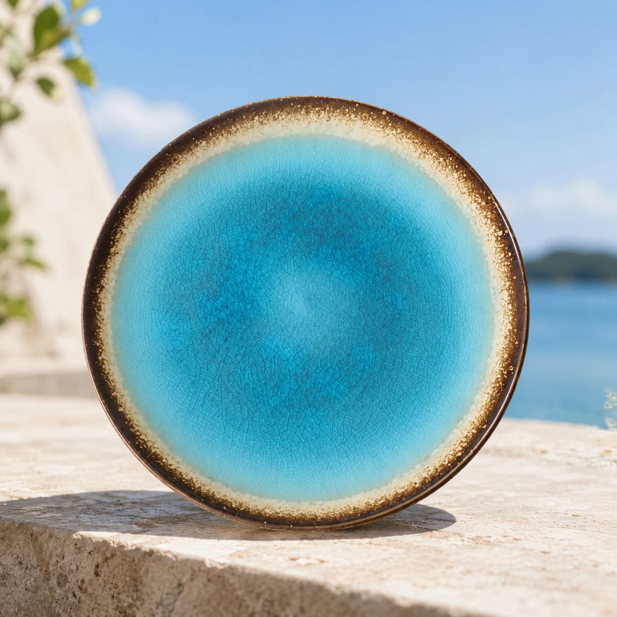 Frosted Azure Ceramic Dinner Plate by Ertha Home