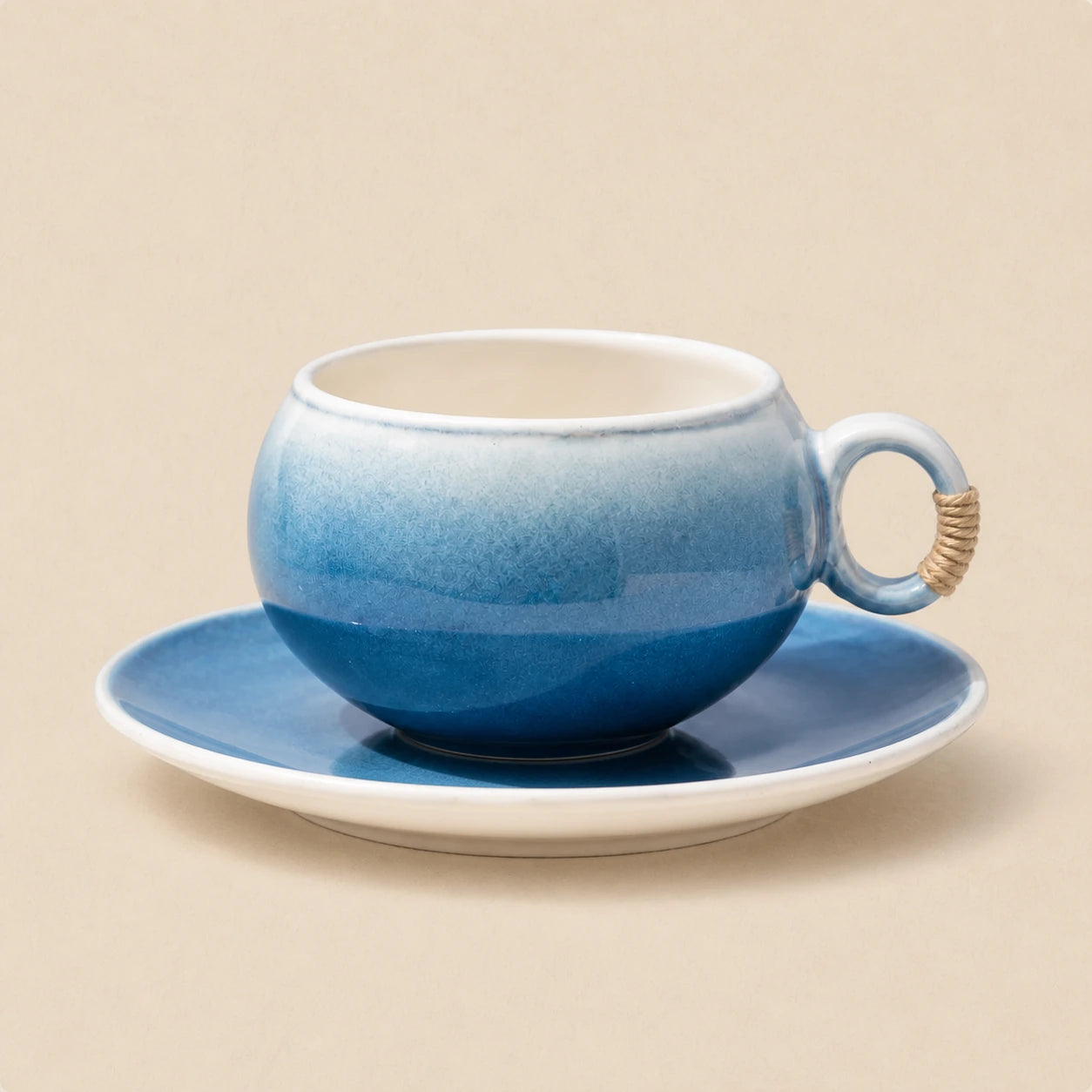 Horizon Gradient Blue Ceramic Coffee Cup Set by Ertha Home