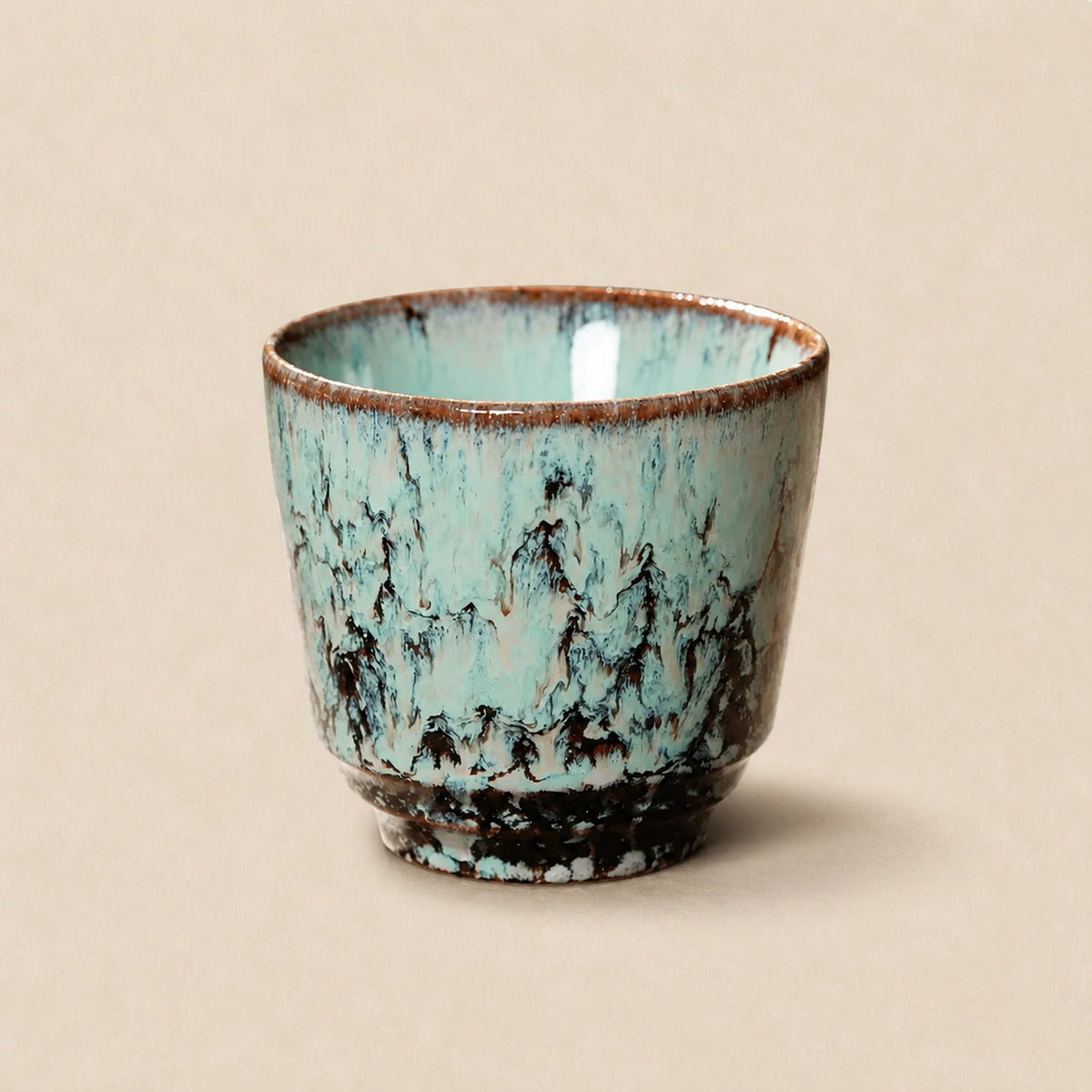 Crackle Ice Blue Ceramic Tea Cup | Frost Vein by Ertha Home