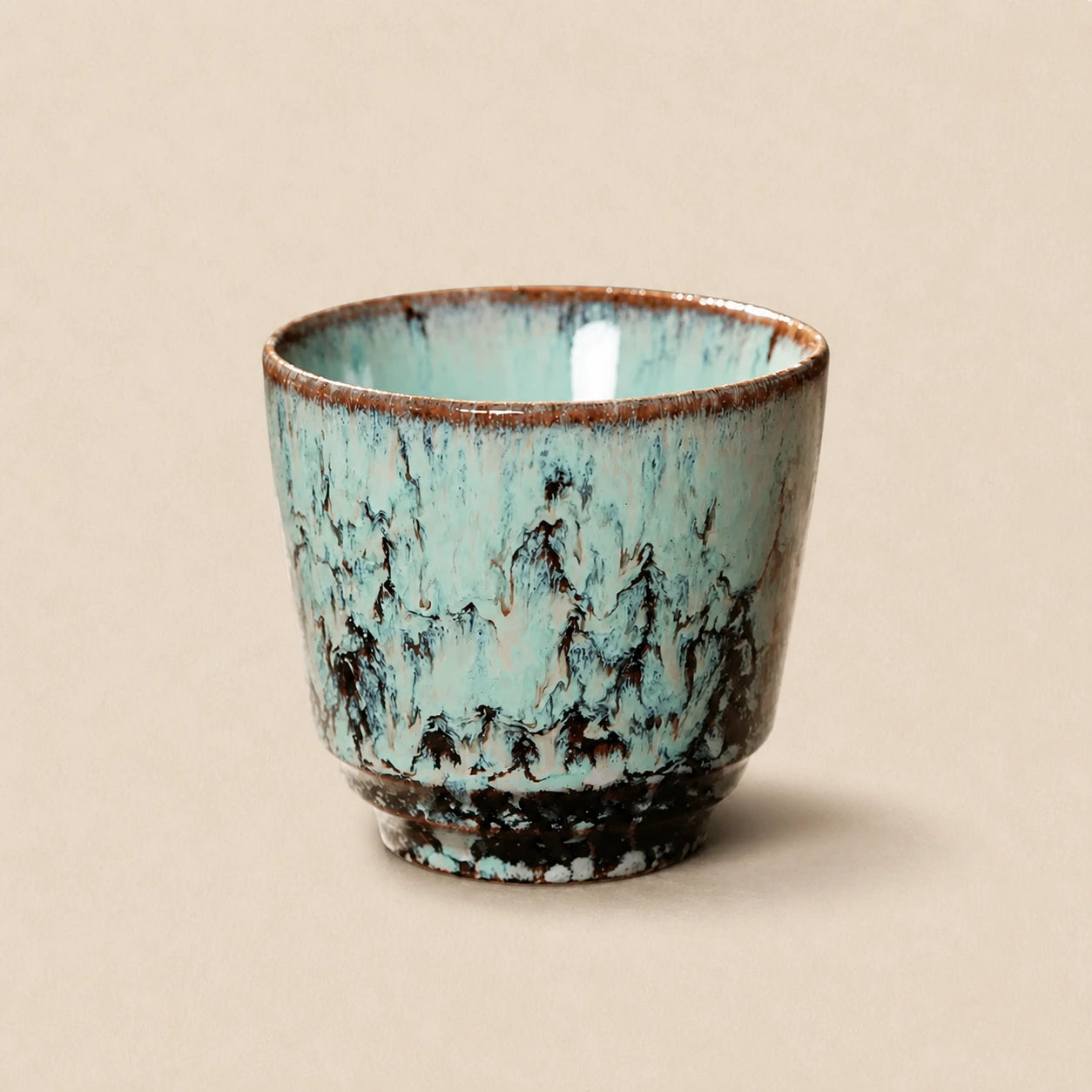 Crackle Ice Blue Ceramic Tea Cup | Frost Vein by Ertha Home