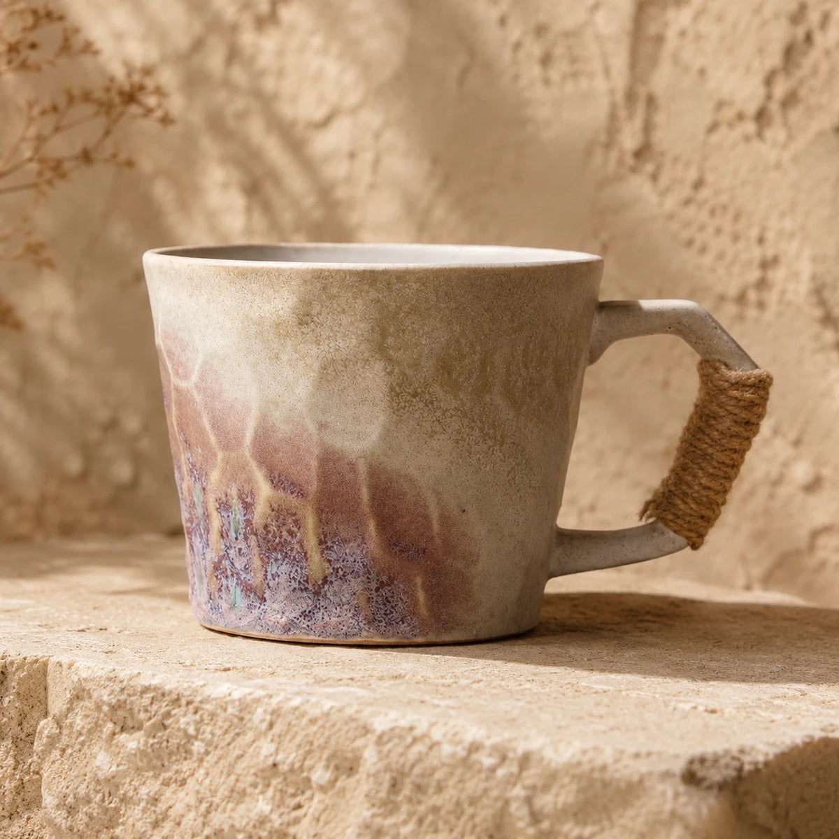 Ivory Sand Rope Ceramic Coffee Mug by Ertha Home