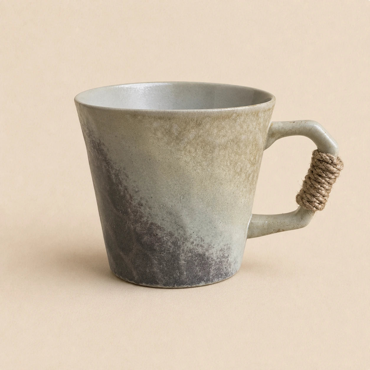 Ivory Sand Rope Ceramic Coffee Mug by Ertha Home