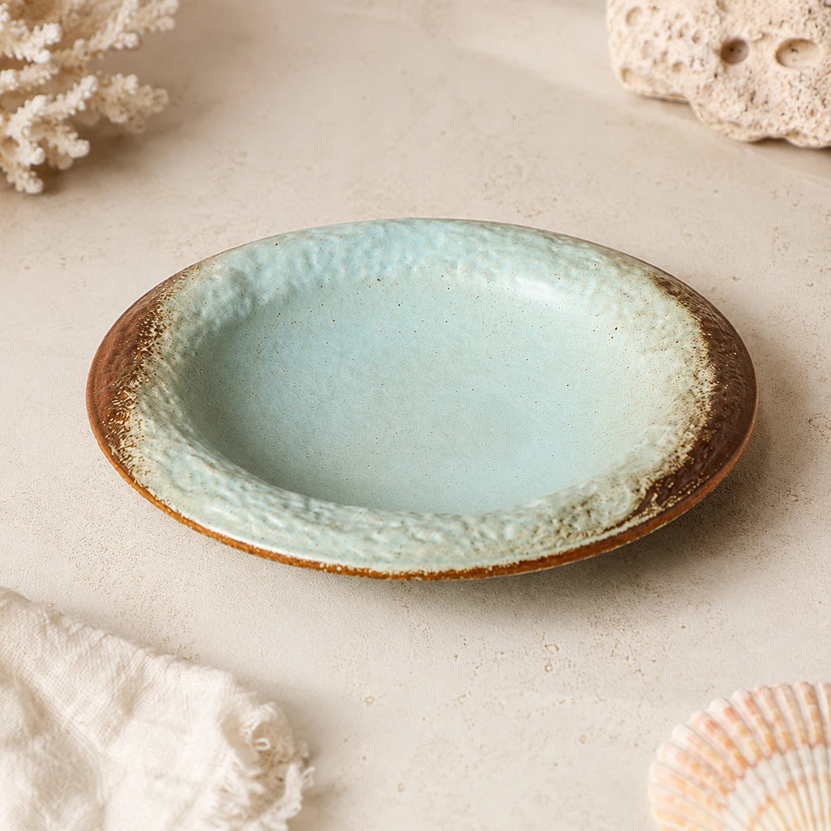 Mineral Blue Ceramic Dinner Plate by Ertha Home