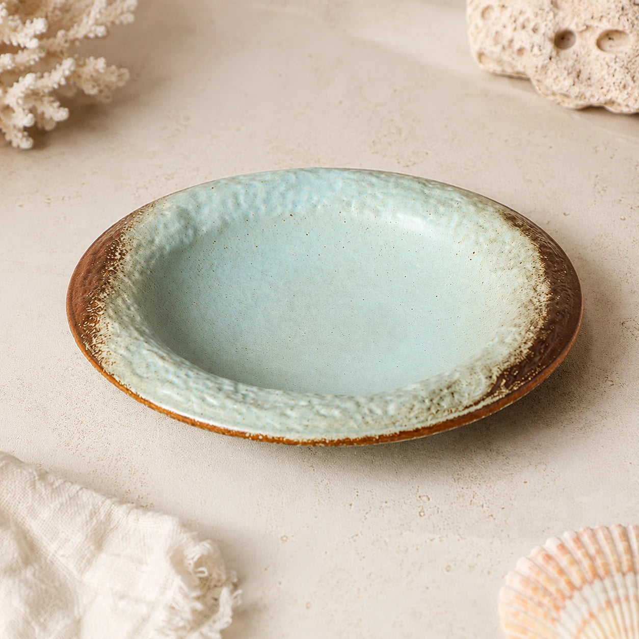 Mineral Blue Ceramic Dinner Plate by Ertha Home