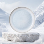 Pure mist blue ceramic dinner plate with soft organic glaze