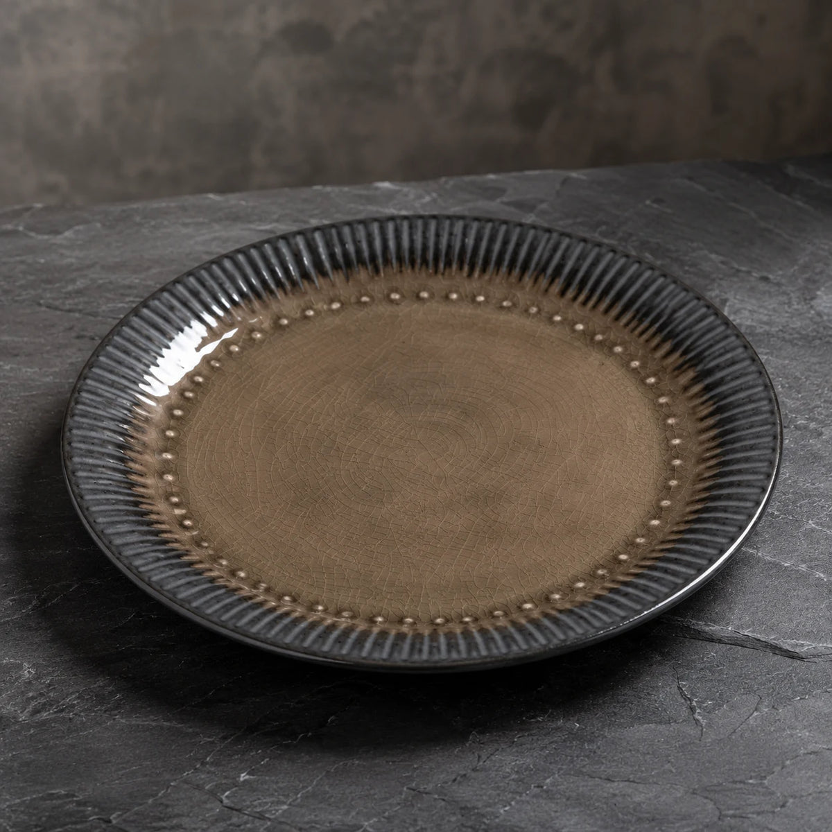 Mocha Veil Ceramic Dinner Plate by Ertha Home