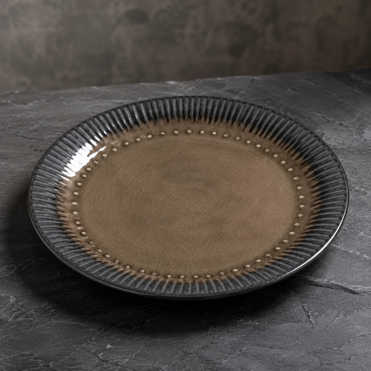Mocha Veil Ceramic Dinner Plate by Ertha Home