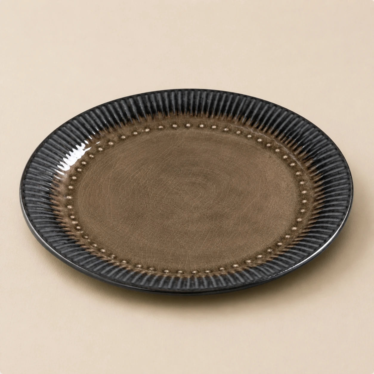 Mocha Veil Ceramic Dinner Plate by Ertha Home