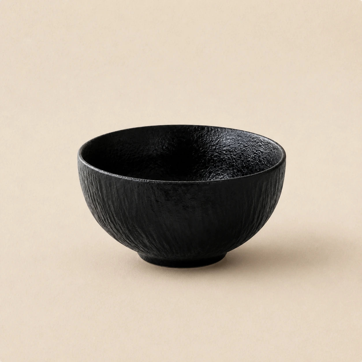 Textured Obsidian Black Ceramic Rice Bowl | Ash by Ertha Home