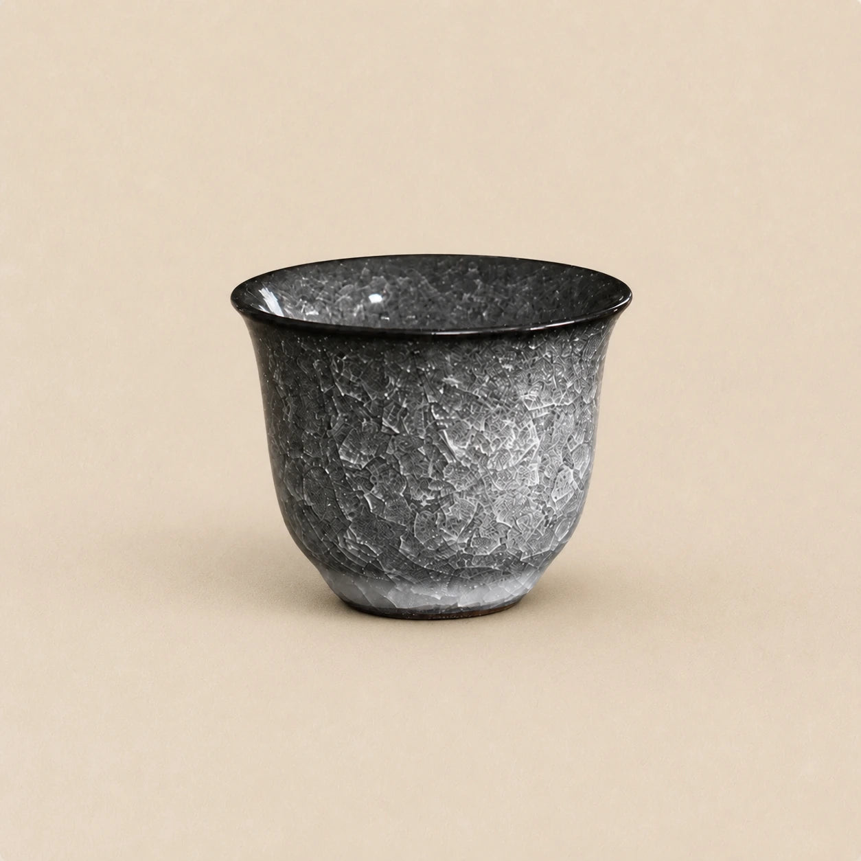 Obsidian Bloom Ceramic Tea Cup by Ertha Home