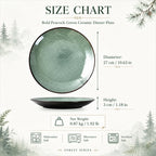 Dimensions of peacock green ceramic dinner plate
