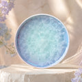 Crystal pearl blue ceramic side plate with smooth glazed finish