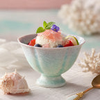 Pearl mist ceramic dessert bowl styled with desserts