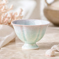 Crystal pearl mist ceramic dessert bowl with glossy glaze finish