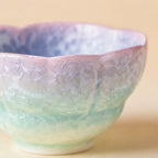 Close-up flower rim texture of pearl mist ceramic rice bowl