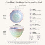 Dimensions of crystal pearl mist flower rim ceramic rice bowl