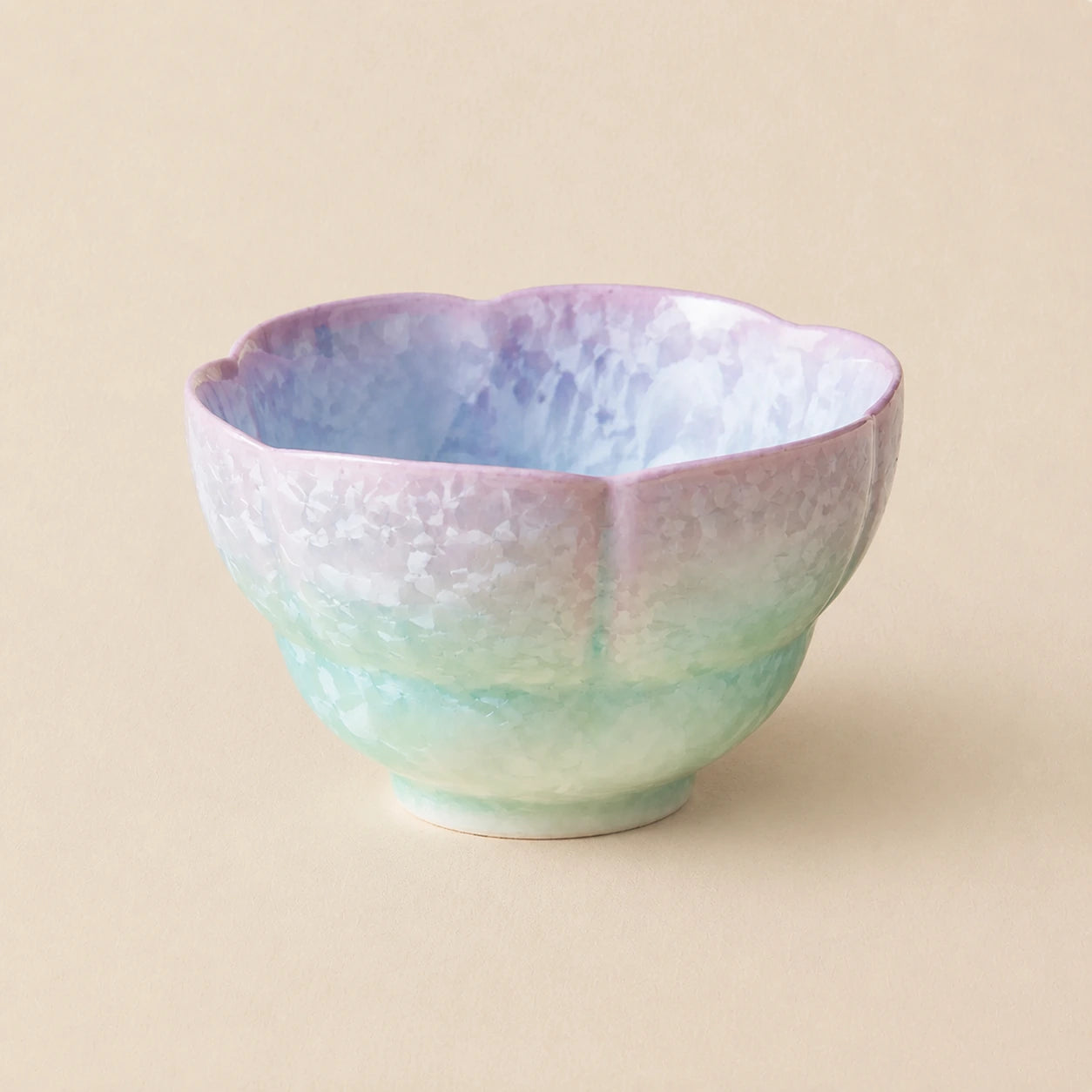 Crystal Pearl Mist Flower Rim Ceramic Rice Bowl | Pearl by Ertha Home
