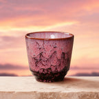 Crackle rose pink ceramic tea cup with textured glaze finish