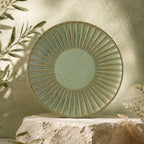 Organic sage green ceramic dinner plate with textured glaze