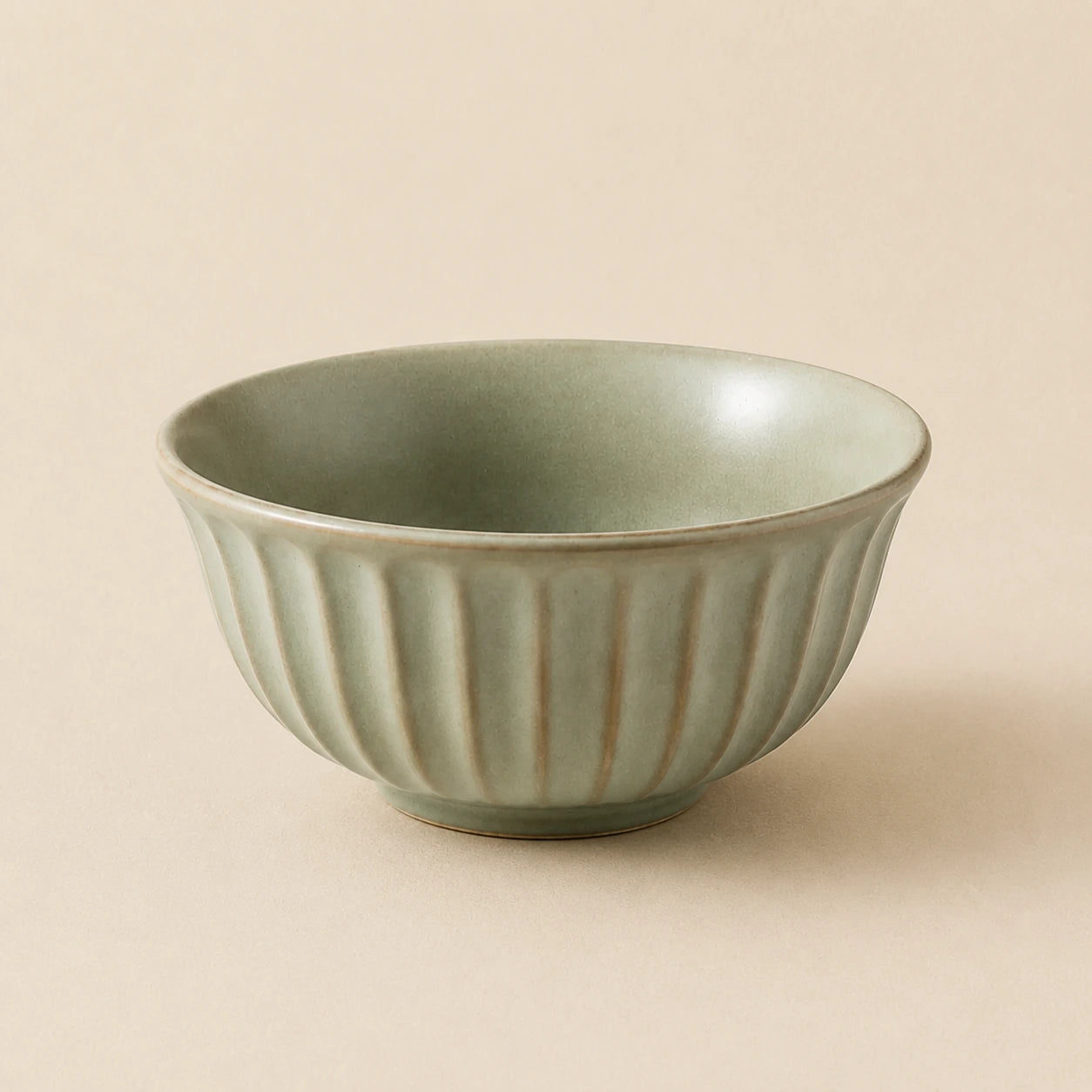 Organic Sage Green Ceramic Rice Bowl | Mist Shallow by Ertha Home
