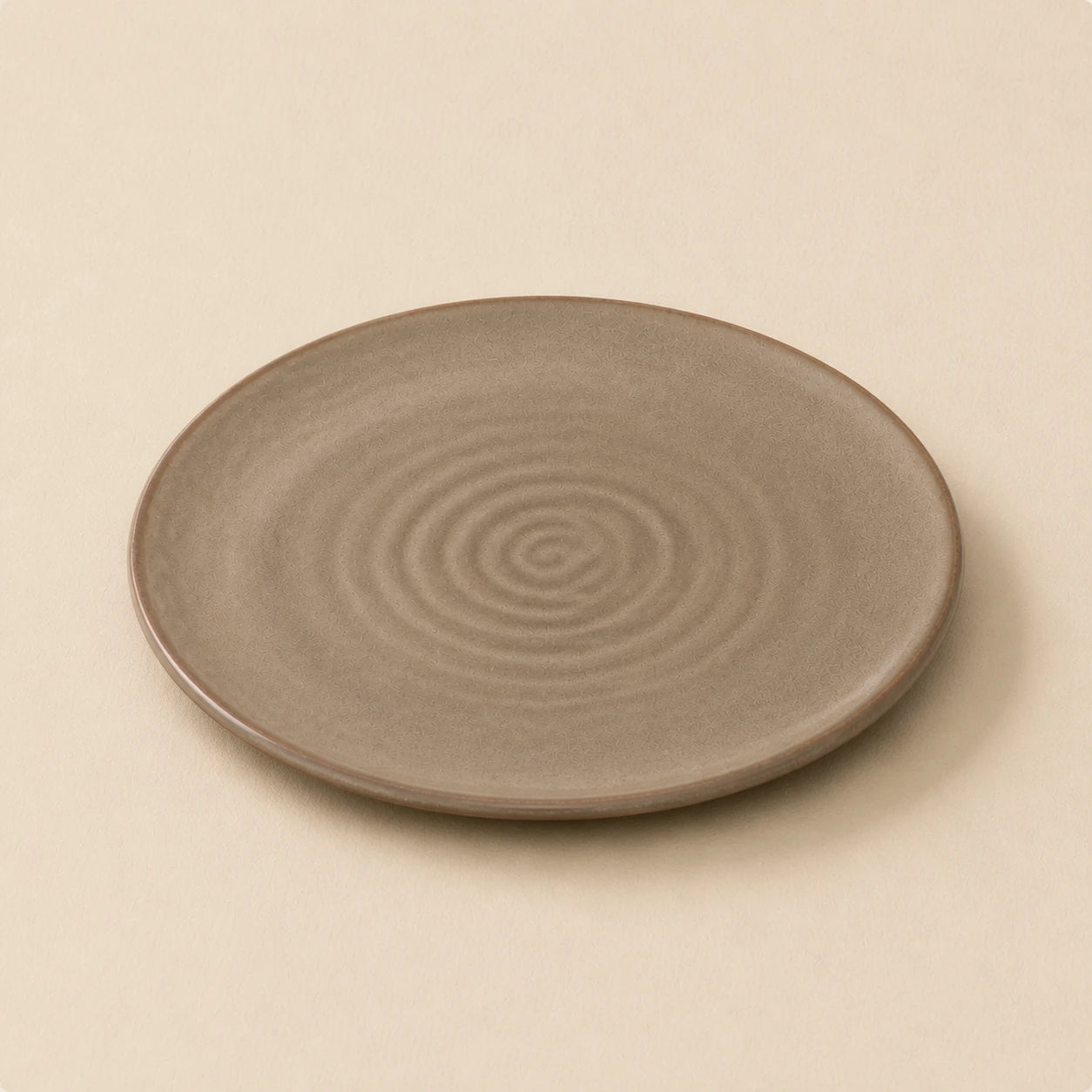 Sand Brown Spiral Ceramic Dinner Plate | Sandstone by Ertha Home