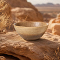 Earthy sand brown ceramic rice bowl with layered glaze texture