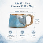Dimensions of soft sky blue ceramic coffee mug